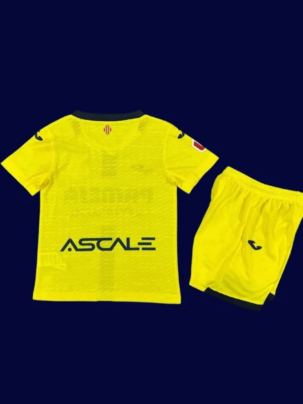 Villarreal Home Kids Kits 25/26 back with printed number panel.