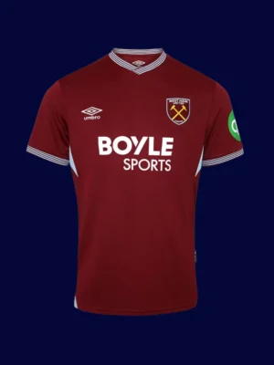 West Ham Home Jersey 25/26 Fans Version front with classic claret-and-blue design and crest.