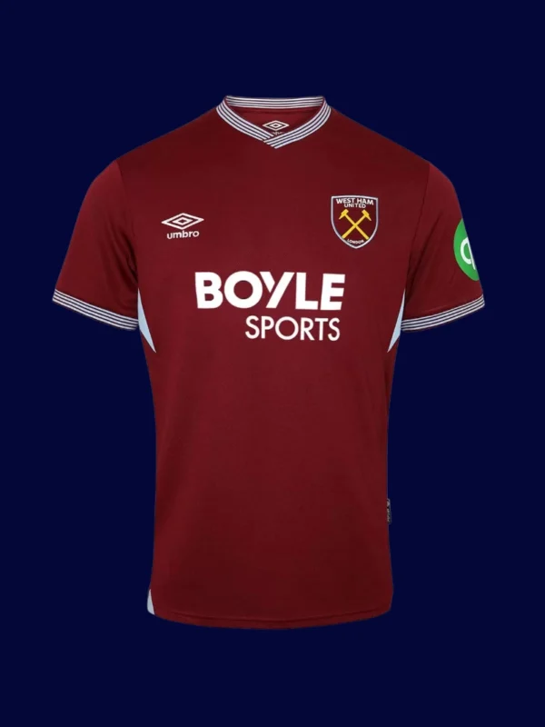 West Ham Home Jersey 25/26 Fans Version front with classic claret-and-blue design and crest.