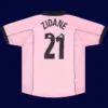 Zidane Juventus away pink retro jersey back 97/98 with #21, high-quality breathable design.