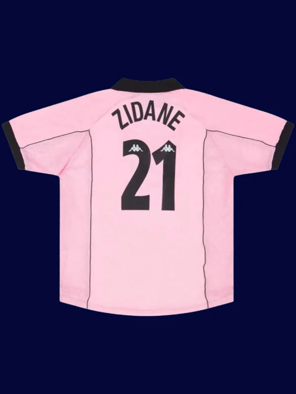 Zidane Juventus away pink retro jersey back 97/98 with #21, high-quality breathable design.