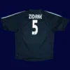 Zidane Real Madrid away black retro jersey back 03/04 with #5, high-quality breathable design.