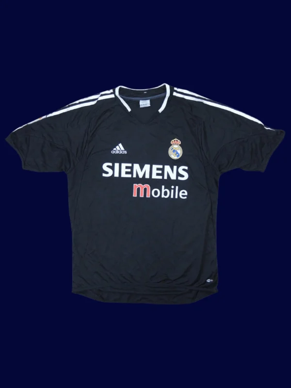 Zidane Real Madrid away black retro jersey front 04/05, high-quality breathable fan gear.