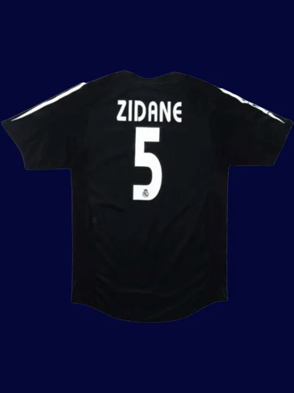 Zidane Real Madrid away black retro jersey back 04/05 with #5, high-quality breathable design.