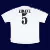Zidane Real Madrid centenary home retro jersey back 02/03 with #5, high-quality breathable design.
