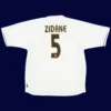 Zidane Real Madrid home white retro jersey back 03/04 with #5, high-quality breathable design.