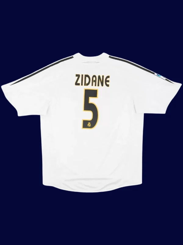 Zidane Real Madrid home white retro jersey back 04/05 with #5, high-quality breathable design.