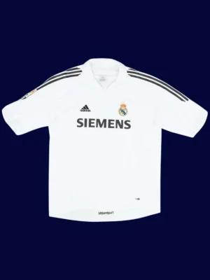 Zidane Real Madrid home white retro jersey front 05/06, high-quality breathable fan gear.