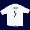 Zidane Real Madrid home white retro jersey back 05/06 with #5, high-quality breathable design.