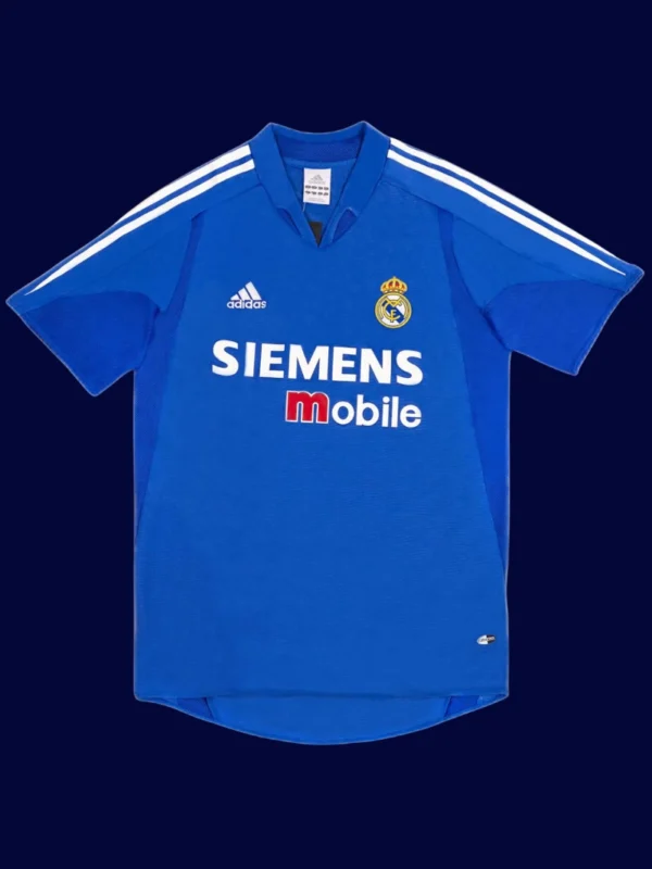 Zidane Real Madrid third blue retro jersey front 04/05, high-quality breathable fan gear.
