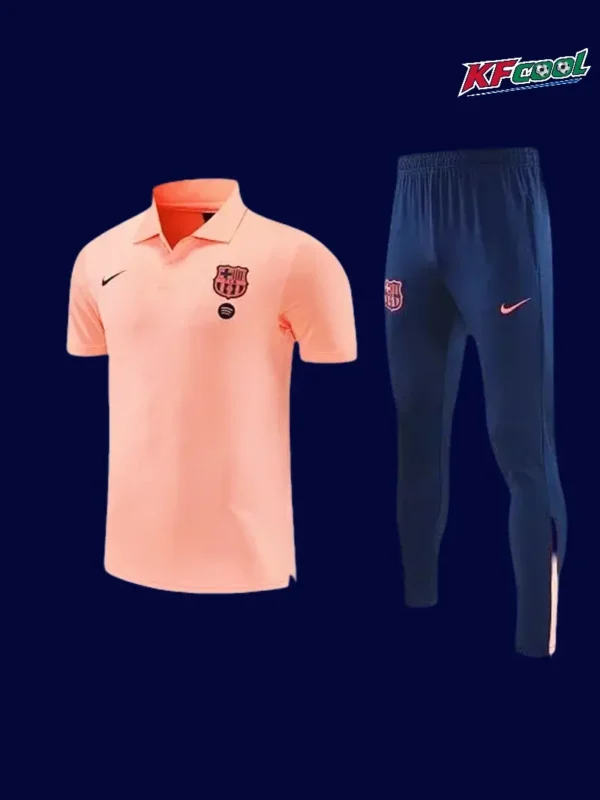Barcelona 2526 pink training tracksuit front with club crest / lightweight design