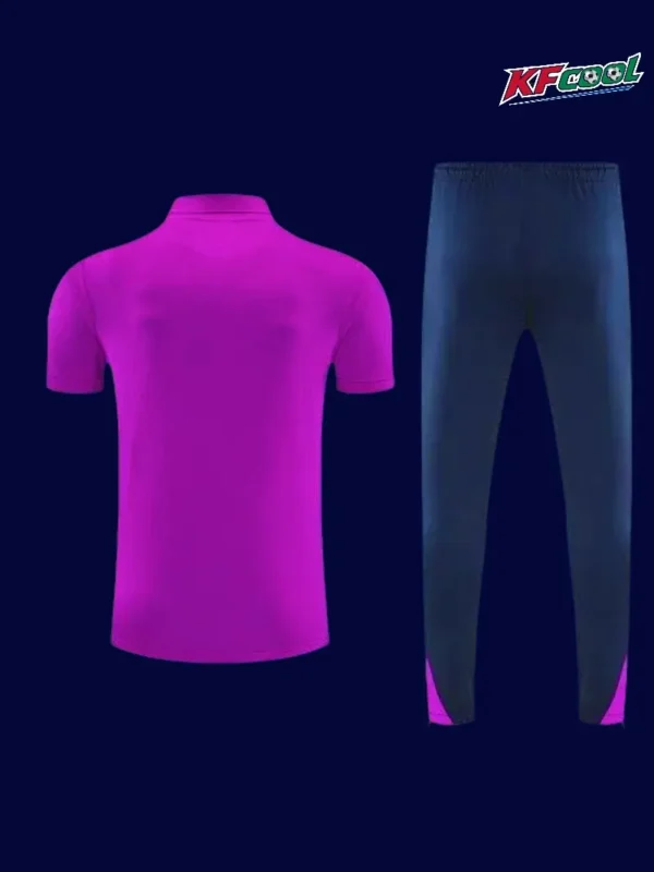Back view of Barcelona 2627 purple POLO training top / tailored fit