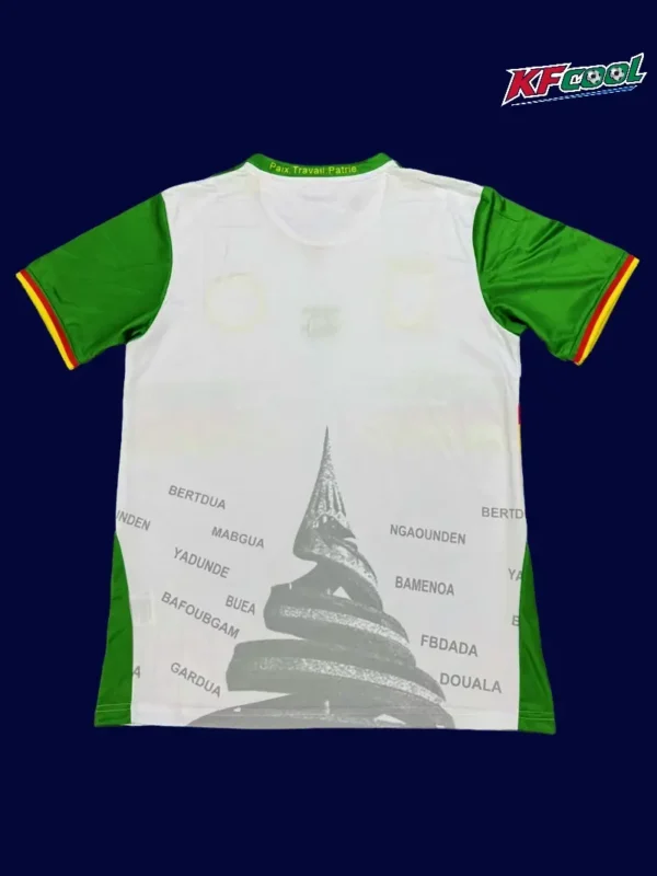 Back view of Cameroon 25/26 third white jersey with number placement