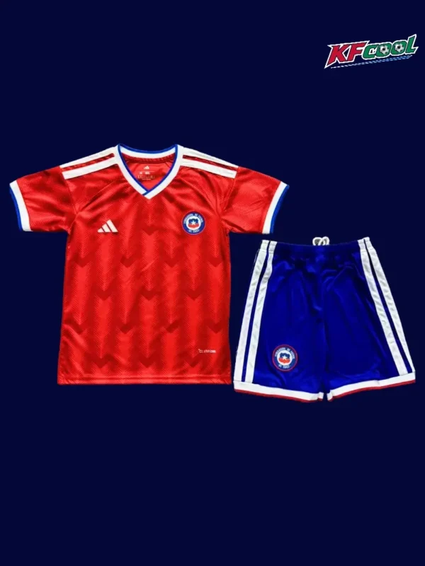 Chile kids 26/27 home red football jersey front with youth design