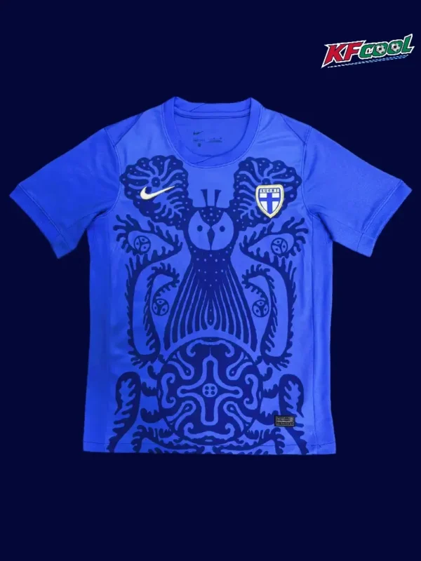 Finland 25/26 away blue football jersey front with national badge
