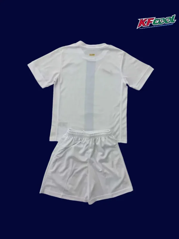 Finland Home White Kids kits 2526 Fans Version2 - KFCool – Football Jerseys & Soccer Kits Store Back view of Finland kids 25/26 home jersey