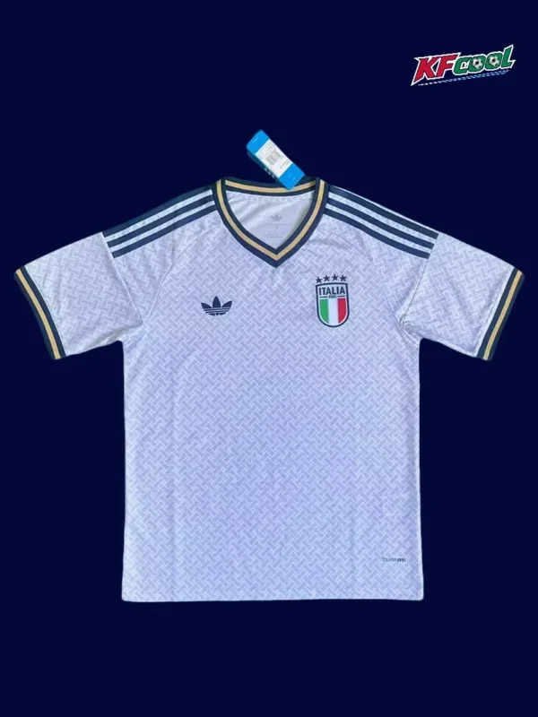 Italy away white jersey 26/27 fans version front, clean design.