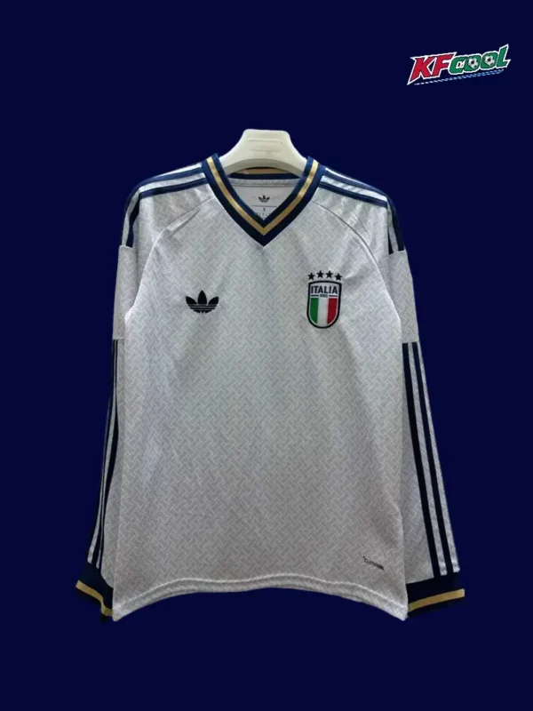 Italy away white long-sleeve jersey 26/27 fans version front.