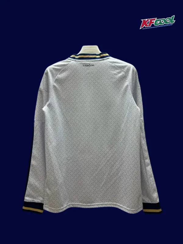 Italy away white long-sleeve jersey 26/27 fans version back.