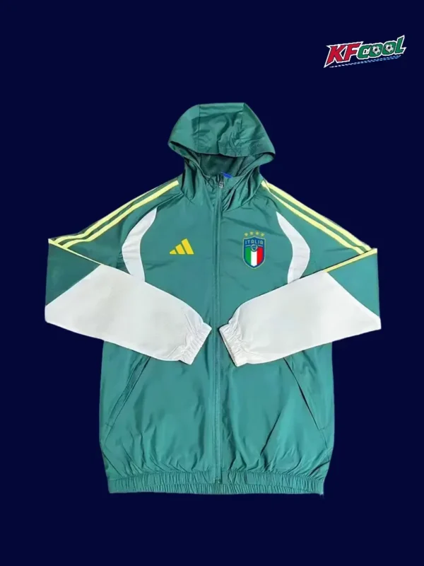 Italy green windbreaker 26/27 fans version front, sporty design.