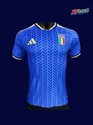 Italy home blue jersey 26/27 player version front, athletic fit.