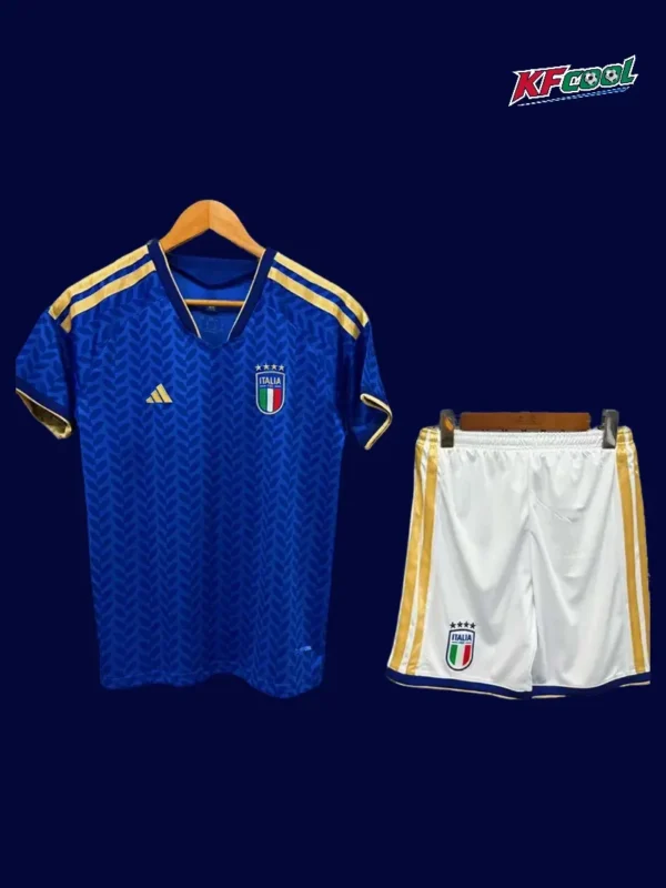 Italy Home Blue Kids kits 2627 Fans Version1 - KFCool – Football Jerseys & Soccer Kits Store Italy kids home blue jersey 26/27 fans version front, youth size.