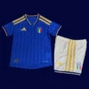 Italy kids home player jersey 26/27 front, performance youth fit.
