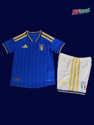 Italy kids home player jersey 26/27 front, performance youth fit.