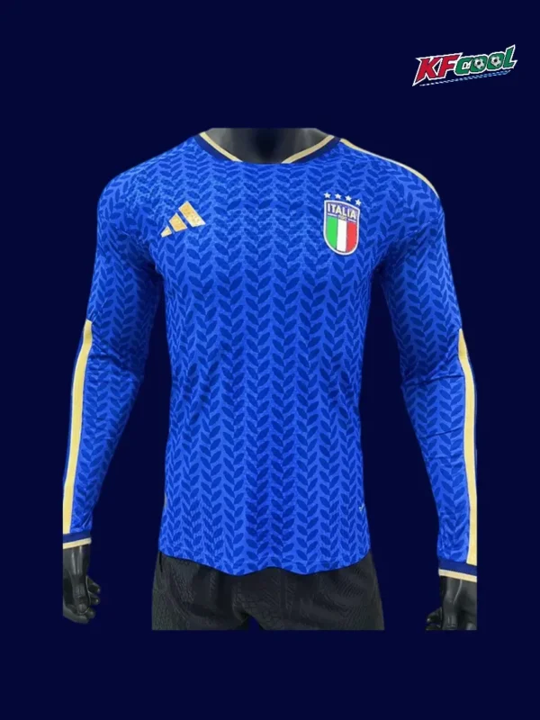 Italy long-sleeve home player jersey 26/27 front, performance cut.
