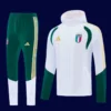 Italy white hoodie jacket tracksuit 26/27 front, clean athletic style.