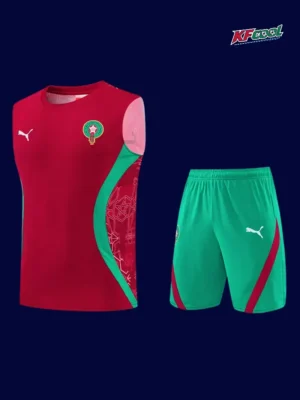 Alt Text: Morocco 26/27 red football training vest front