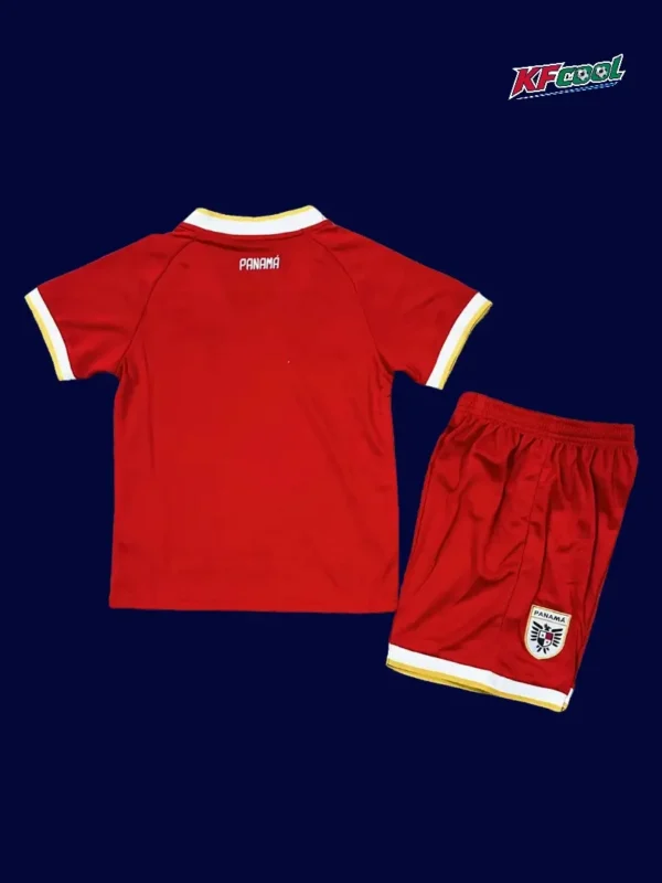 Panama Home Red Kids kits 2526 Fans Version2 - KFCool – Football Jerseys & Soccer Kits Store Back view of Panama kids 25/26 home red kit