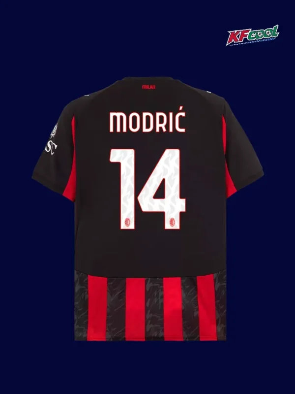 Modrić 14 AC Milan home jersey 25/26 back view