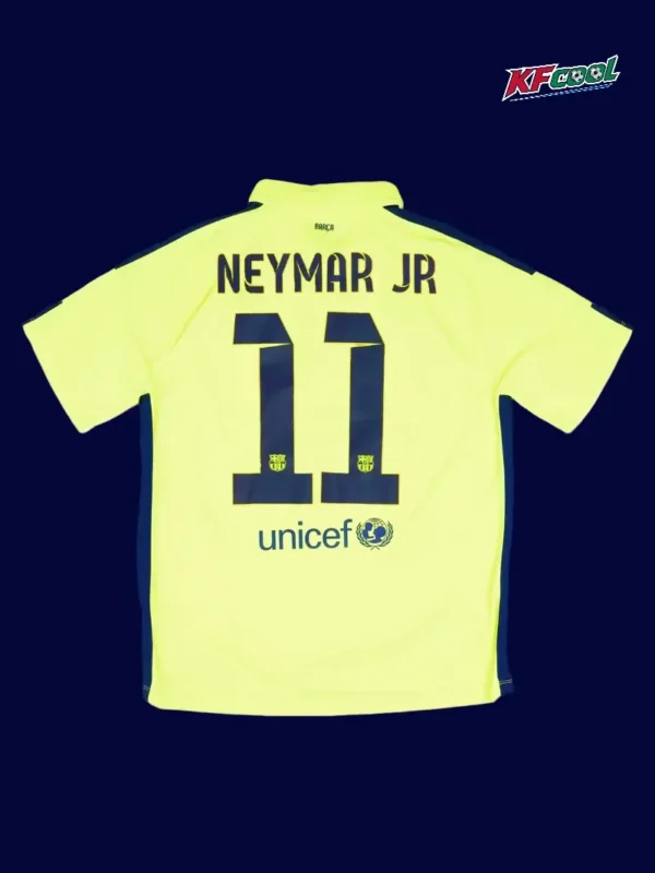 Neymar JR 11 Barcelona Third Yellow Retro Jersey 1415B - KFCool – Football Jerseys & Soccer Kits Store Neymar JR 11 Barcelona third yellow retro jersey 14/15 back
