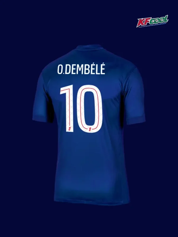 O.Dembélé 10 PSG home blue jersey 25/26 back view
